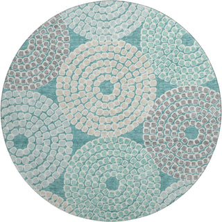 Piper Looms Mayfield Circles AMF882 Teal Machine Washable Area Rug Round Main Image