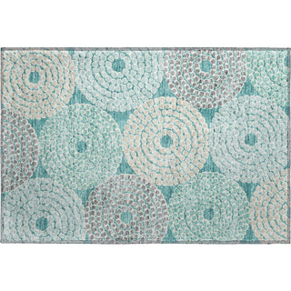 Piper Looms Mayfield Circles AMF882 Teal Machine Washable Area Rug Scatter Main Image