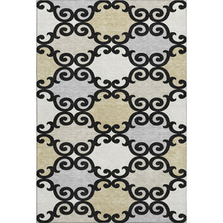 Piper Looms Mayfield Scrolls AMF883 Black Machine Washable Area Rug main image