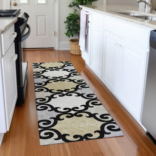 Piper Looms Mayfield Scrolls AMF883 Black Machine Washable Area Rug Runner Lifestyle Image Feature