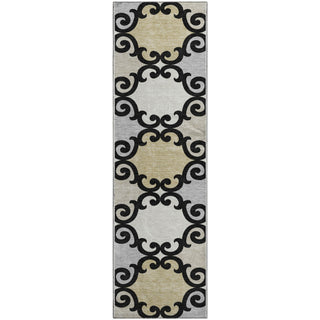 Piper Looms Mayfield Scrolls AMF883 Black Machine Washable Area Rug Runner Main Image