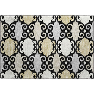 Piper Looms Mayfield Scrolls AMF883 Black Machine Washable Area Rug Scatter Main Image