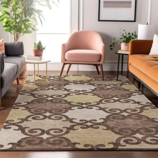 Piper Looms Mayfield Scrolls AMF883 Brown Machine Washable Area Rug Lifestyle Image Feature