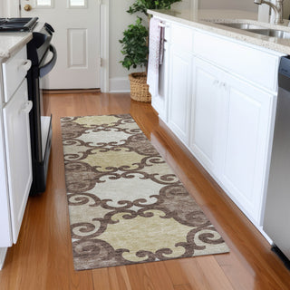 Piper Looms Mayfield Scrolls AMF883 Brown Machine Washable Area Rug Runner Lifestyle Image Feature