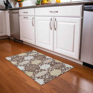 Piper Looms Mayfield Scrolls AMF883 Brown Machine Washable Area Rug Scatter Lifestyle Image Feature