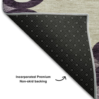 Piper Looms Mayfield Scrolls AMF883 Eggplant Machine Washable Area Rug Backing Image