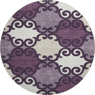 Piper Looms Mayfield Scrolls AMF883 Eggplant Machine Washable Area Rug Round Main Image