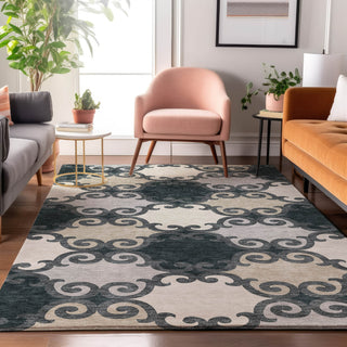Piper Looms Mayfield Scrolls AMF883 Gray Machine Washable Area Rug Lifestyle Image Feature
