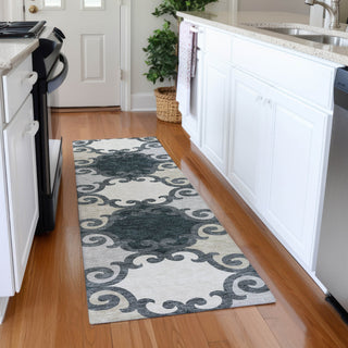 Piper Looms Mayfield Scrolls AMF883 Gray Machine Washable Area Rug Runner Lifestyle Image Feature