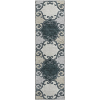 Piper Looms Mayfield Scrolls AMF883 Gray Machine Washable Area Rug Runner Main Image