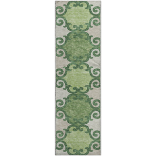 Piper Looms Mayfield Scrolls AMF883 Green Machine Washable Area Rug Runner Main Image