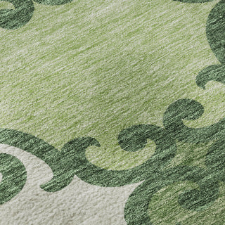 Piper Looms Mayfield Scrolls AMF883 Green Machine Washable Area Rug Swatch Image