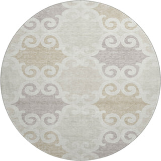 Piper Looms Mayfield Scrolls AMF883 Ivory Machine Washable Area Rug Round Main Image