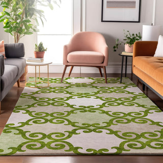 Piper Looms Mayfield Scrolls AMF883 Lime Machine Washable Area Rug Lifestyle Image Feature