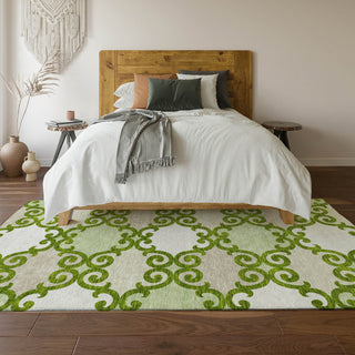 Piper Looms Mayfield Scrolls AMF883 Lime Machine Washable Area Rug Lifestyle Image Feature