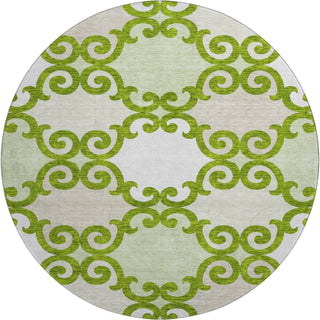 Piper Looms Mayfield Scrolls AMF883 Lime Machine Washable Area Rug Round Main Image