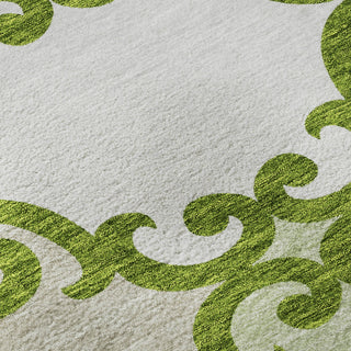 Piper Looms Mayfield Scrolls AMF883 Lime Machine Washable Area Rug Swatch Image