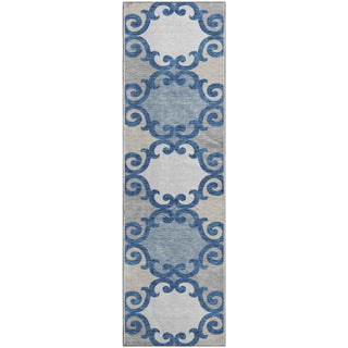 Piper Looms Mayfield Scrolls AMF883 Navy Machine Washable Area Rug Runner Main Image
