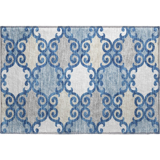 Piper Looms Mayfield Scrolls AMF883 Navy Machine Washable Area Rug Scatter Main Image