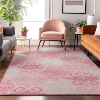 Piper Looms Mayfield Scrolls AMF883 Pink Machine Washable Area Rug Lifestyle Image Feature