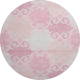 Piper Looms Mayfield Scrolls AMF883 Pink Machine Washable Area Rug Round Main Image