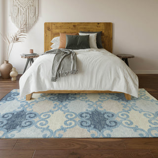 Piper Looms Mayfield Scrolls AMF883 Sky Machine Washable Area Rug Lifestyle Image Feature