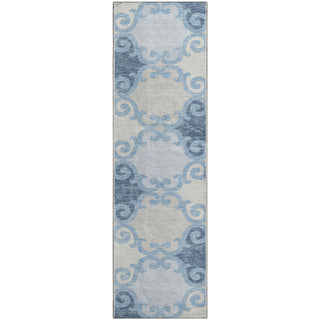 Piper Looms Mayfield Scrolls AMF883 Sky Machine Washable Area Rug Runner Main Image