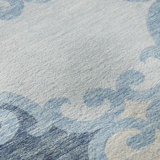 Piper Looms Mayfield Scrolls AMF883 Sky Machine Washable Area Rug Swatch Image