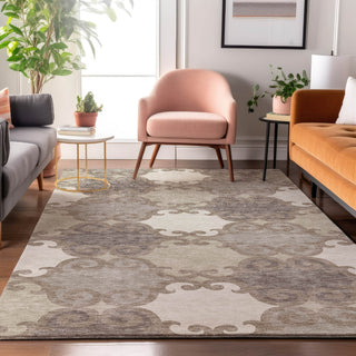 Piper Looms Mayfield Scrolls AMF883 Taupe Machine Washable Area Rug Lifestyle Image Feature