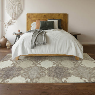 Piper Looms Mayfield Scrolls AMF883 Taupe Machine Washable Area Rug Lifestyle Image Feature