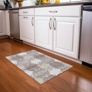 Piper Looms Mayfield Scrolls AMF883 Taupe Machine Washable Area Rug Scatter Lifestyle Image Feature