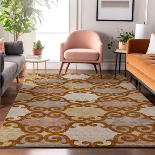 Piper Looms Mayfield Scrolls AMF883 Terracotta Machine Washable Area Rug Lifestyle Image Feature