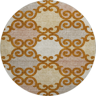 Piper Looms Mayfield Scrolls AMF883 Terracotta Machine Washable Area Rug Round Main Image