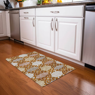 Piper Looms Mayfield Scrolls AMF883 Terracotta Machine Washable Area Rug Scatter Lifestyle Image Feature