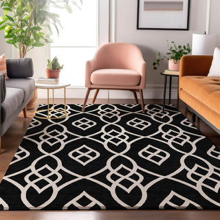 Piper Looms Mayfield Scrolls AMF884 Black Machine Washable Area Rug Lifestyle Image Feature