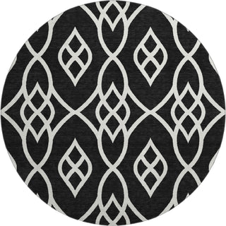 Piper Looms Mayfield Scrolls AMF884 Black Machine Washable Area Rug Round Main Image