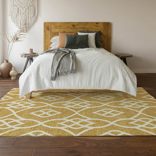 Piper Looms Mayfield Scrolls AMF884 Gold Machine Washable Area Rug Lifestyle Image Feature