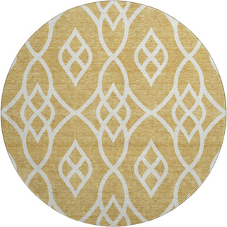 Piper Looms Mayfield Scrolls AMF884 Gold Machine Washable Area Rug Round Main Image