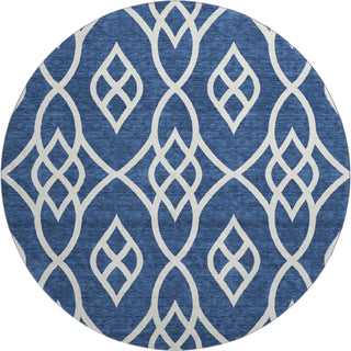Piper Looms Mayfield Scrolls AMF884 Navy Machine Washable Area Rug Round Main Image