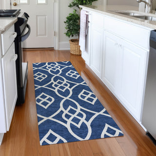 Piper Looms Mayfield Scrolls AMF884 Navy Machine Washable Area Rug Runner Lifestyle Image Feature