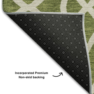 Piper Looms Mayfield Scrolls AMF884 Olive Machine Washable Area Rug Backing Image