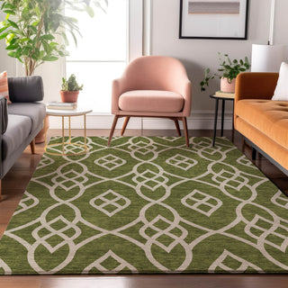Piper Looms Mayfield Scrolls AMF884 Olive Machine Washable Area Rug Lifestyle Image Feature
