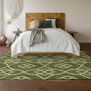 Piper Looms Mayfield Scrolls AMF884 Olive Machine Washable Area Rug Lifestyle Image Feature