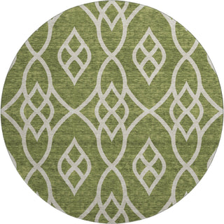 Piper Looms Mayfield Scrolls AMF884 Olive Machine Washable Area Rug Round Main Image