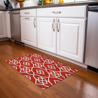 Piper Looms Mayfield Scrolls AMF884 Red Machine Washable Area Rug Scatter Lifestyle Image Feature