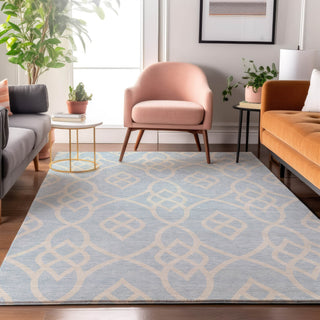 Piper Looms Mayfield Scrolls AMF884 Sky Machine Washable Area Rug Lifestyle Image Feature