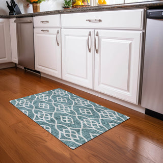 Piper Looms Mayfield Scrolls AMF884 Teal Machine Washable Area Rug Scatter Lifestyle Image Feature