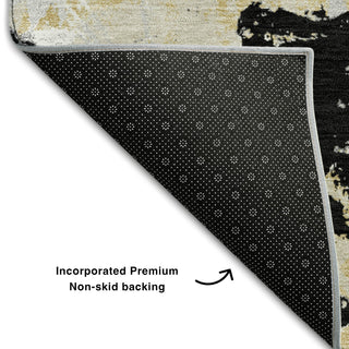 Piper Looms Mayfield Floral AMF885 Black Machine Washable Area Rug Backing Image