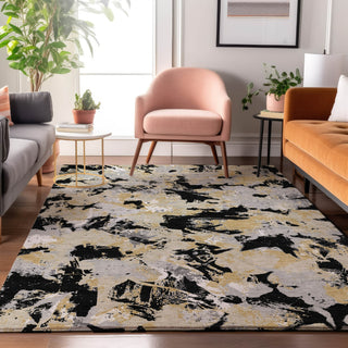 Piper Looms Mayfield Floral AMF885 Black Machine Washable Area Rug Lifestyle Image Feature