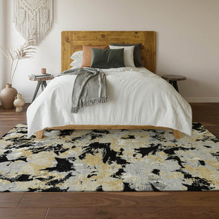Piper Looms Mayfield Floral AMF885 Black Machine Washable Area Rug Lifestyle Image Feature